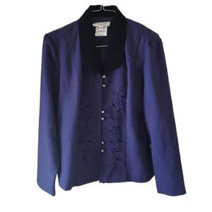 Miss Dorby Vintage Purple Embroidered Floral Blazer